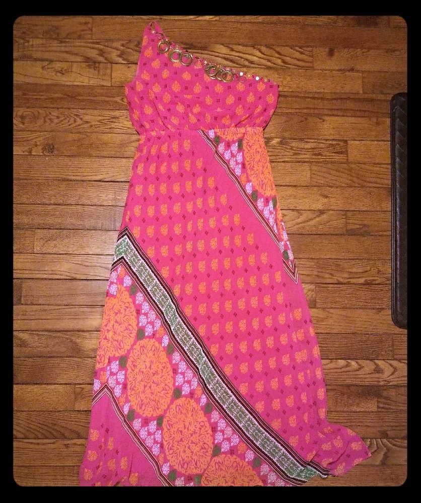 Jeweled One Shoulder Maxi